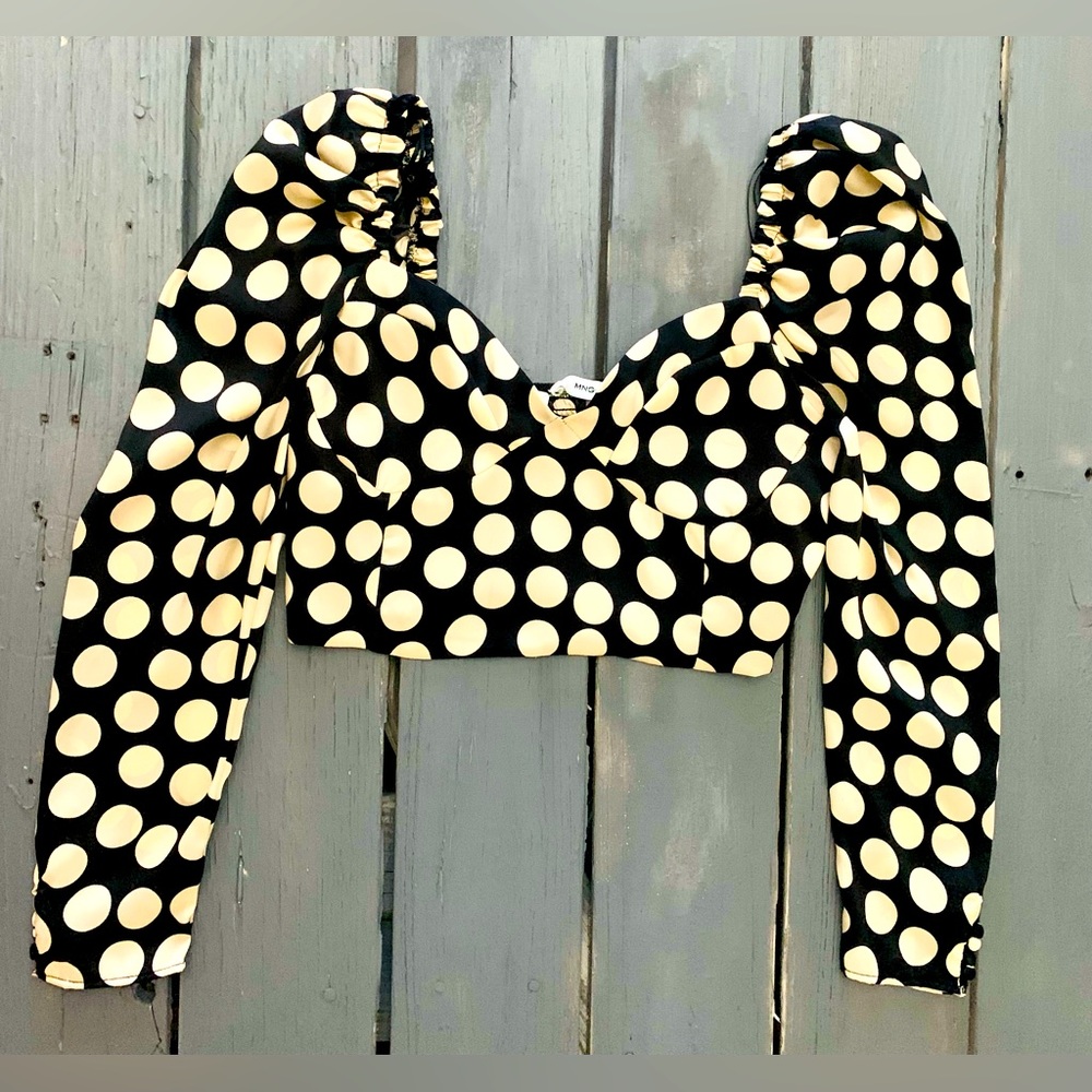 MNG- Polka Dot Long‎ Sleeve Crop Top-NWT!